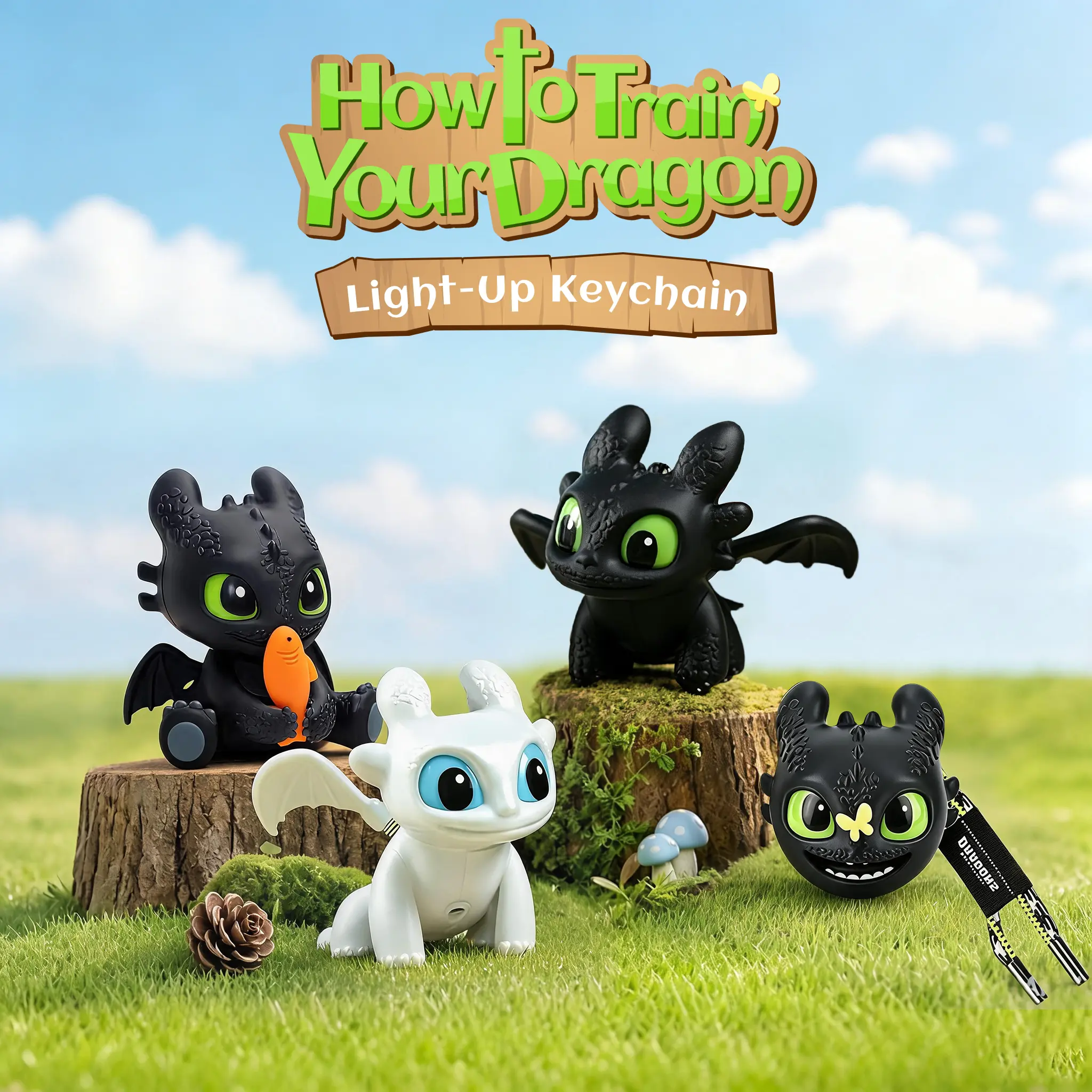 MINISO x How to Train Your Dragon Toothless Keychain Charm | Cute Night Fury Bag Pendant with Movable Wings for Backpacks, Keys & Gifts