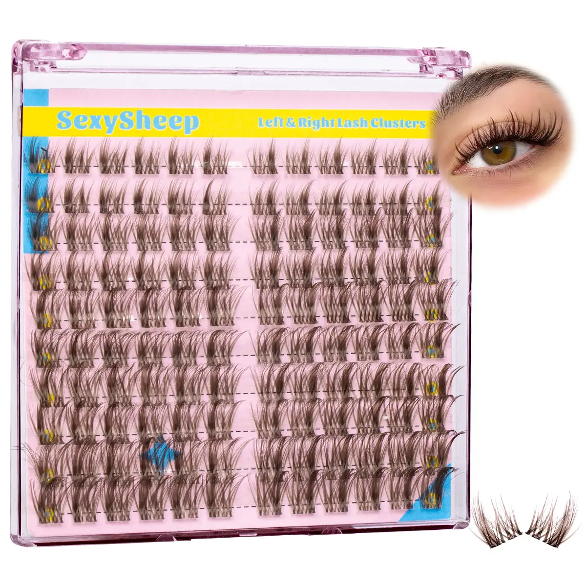 Brown Lash Clusters Set Wispy Lashes Kit Natural Cluster Eyelash Extensions CC-curly Eyelash Clusters Brown Individual Lashes with Bond &Seal &Remove &Eyelash Tweezers DIY Lash Extensions, Cosmetic Eyelash Extension
