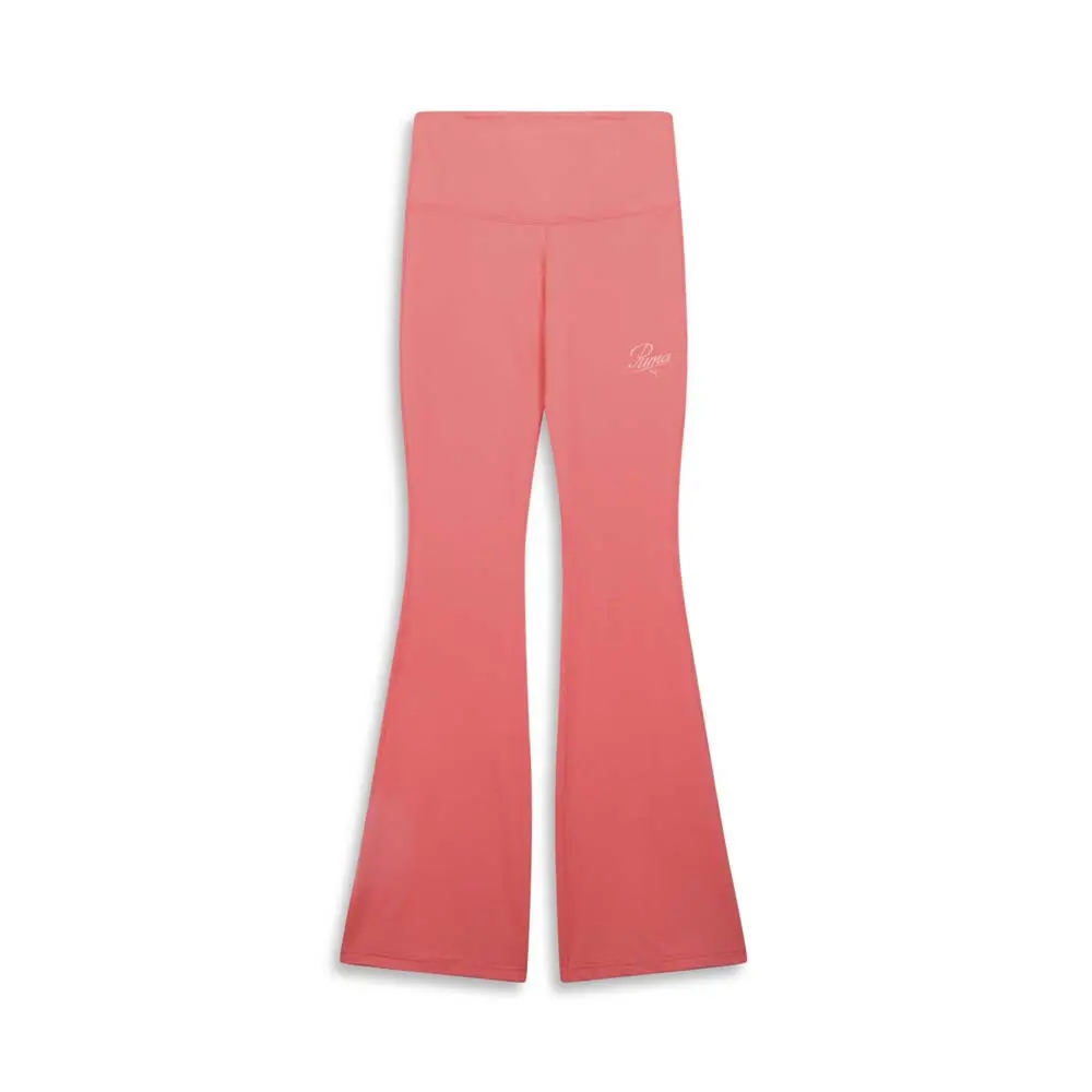 PUMA Womens Essentials Script Flare Leggings Casual - Red