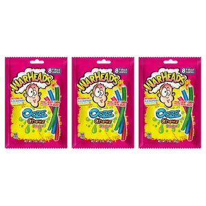 Warheads Ooze Chewz Ropes - 3 oz Bags - 3 Pack - Watermelon, Blue Raspberry & Green Apple Flavors - Double Sour Delight - Tangy Licorice Ropes with Sour Filling - Sweet & Sour Snack Bonbon Candy Candies Chewy