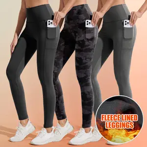 [Size up recommended] Viconow Fleece Lined Leggings for Women with Pockets-High Waist Tummy Control Soft Warm Yoga Workout Pants