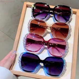 4-Pack Women's Diamond Studded Polarized Sunglasses with Gradient Lenses, Trendy Sparkling Fashion Eyewear, UV Protective Stylish Shades Ideal for Street Photography, Parties, Travel & Outdoor Daily Wear