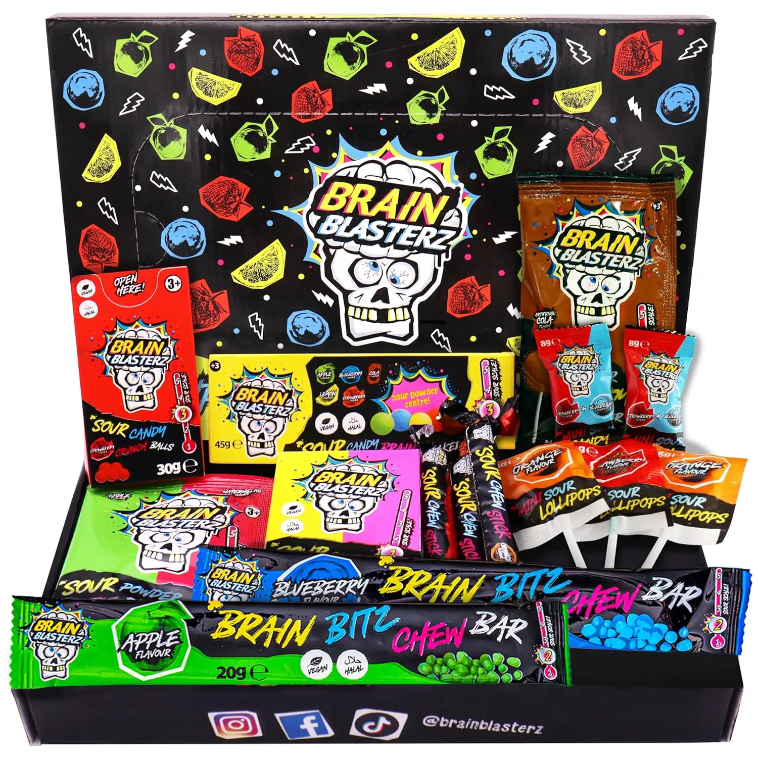 Sour Candy Gift Box – 15 Individually Wrapped Assorted Bulk Candy Variety Pack, Vegan, Fathers Day Gift for Men, Halloween Candy, Christmas Gift Idea