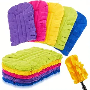 A Set of 12/6 Pcs Reusable Fleece Duster Refills Feather Flat Dusters Multi Surface Washable Cleaning Pads Tools for Home,Blinds,Car,Pet,Furniture,Fans,New Year Gifts,Hand Tools Kits