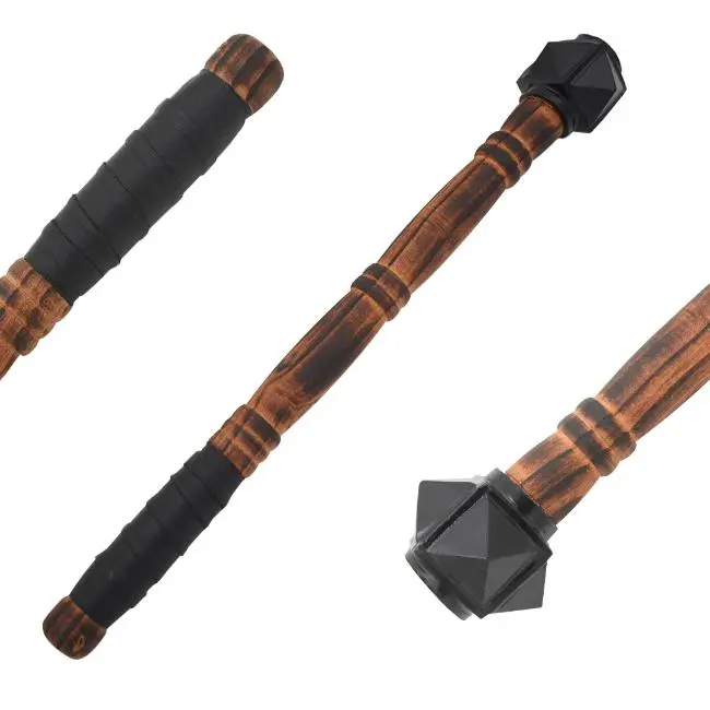 Men's Handcrafted Medieval Warrior Club Mace Costume - 19.75 inches Prop Weapon, Heavy Steel Head, Ash Wood Handle, Leather Wrapped Secure Grip, Renaissance Cosplay Gear for Cosplay Performers