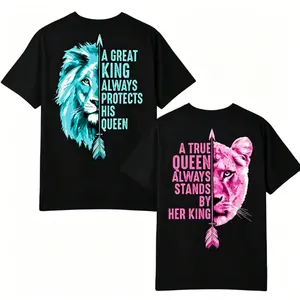 Couple Matching Graphic T-Shirt – Her King & His Queen Love Vibes👑❤️| Trendy His & Hers Tee for Couples, Newlyweds & Date Nights| Soft Cotton Breathable Shirt| TikTok Viral Streetwear Outfit| Perfect Gift for Valentine’s Day & Anniversary
