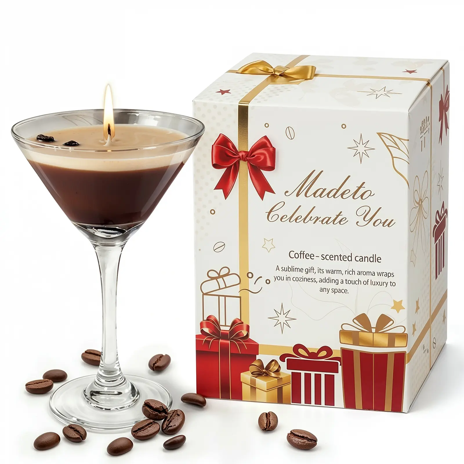 Espresso Martini Gourmand Aromatherapy Candle - Casual Coffee-Caramel Scent in Standard Reusable Martini Glass, Earth Day Home Decor Centerpiece, Anniversary Gift for Coffee Lovers