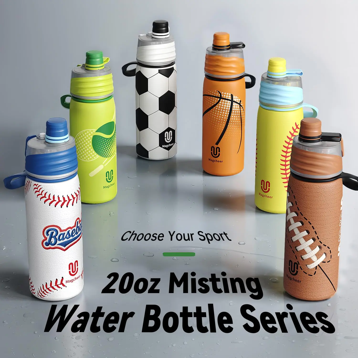 20oz Insulated Stainless Steel Athletic Training Cooler Water Bottle - 3D Printing Texture, Leakproof, Cooling Mist Sprayer, for All Ages, Baseball, Outdoor Activities, Athletic Training Water Bottles, Cooler Water Bottles