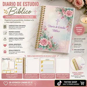 Bible Study Journal, Spiral Bound Prayer and Devotion Notebook, Guided Pages, Scripture Organization, Christian Gift