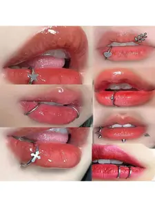 7pcs Faux Lip Ring Titanium Steel Personality Non-Piercing Lip Stud Punk Style Fashionable Titanium Steel Lip Ring