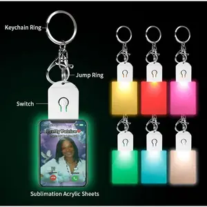 Sublimation blank LED light up acrylic keychain WITH battery (changes 7 colors)