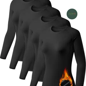 ZMIKS 4 Pack Women's Thermal Compression Long Sleeve Shirt - Fleece-Lined Crew Neck Slim Fit - Womenswear, Tops