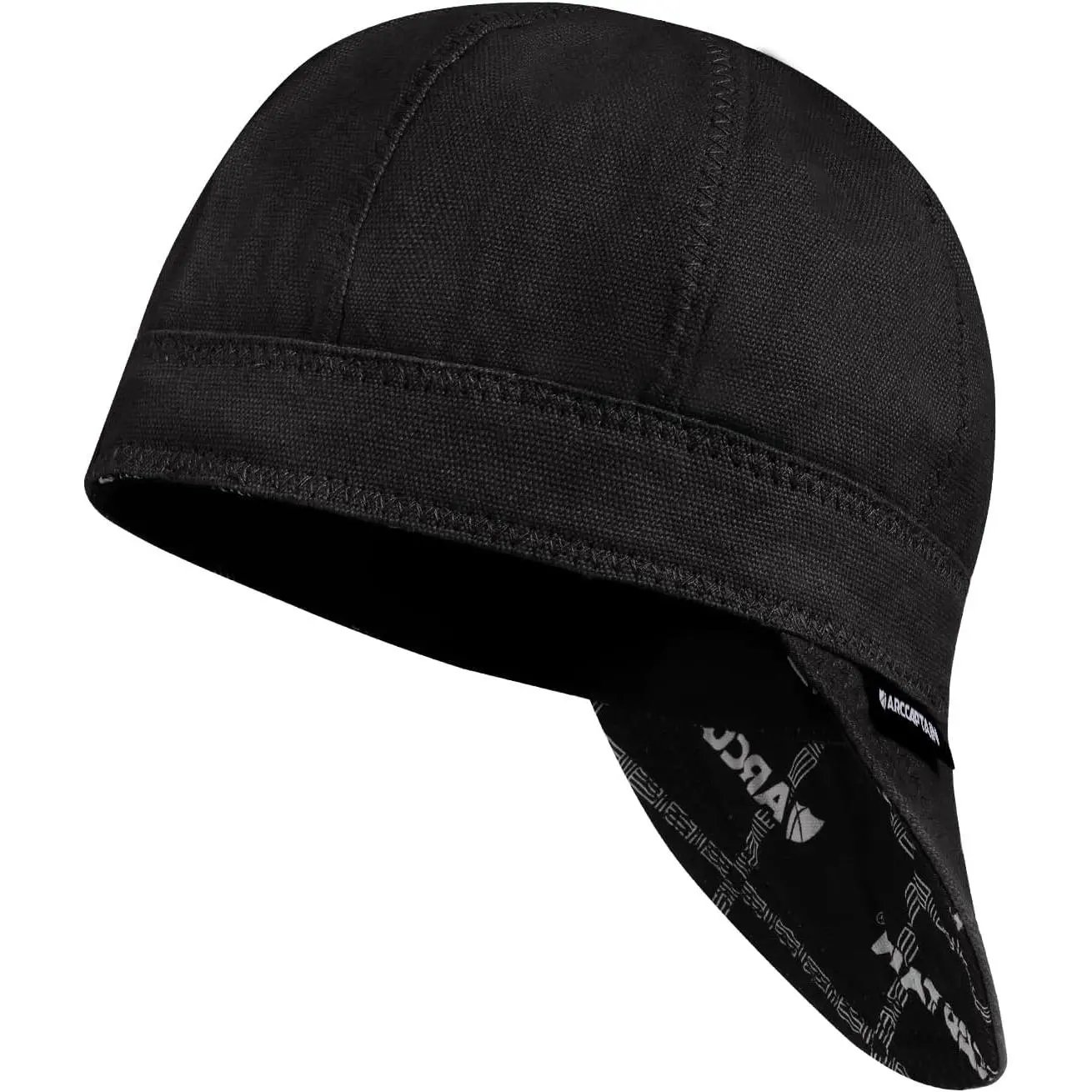Welder Reversible 8-Panel Cap, 10 oz Fireproof Cotton, Breathable Heat Resistant Safety Protection Cap, Black, 7 3/8