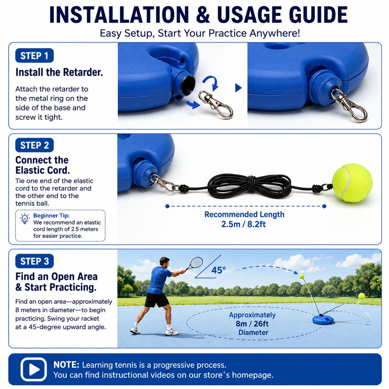 Solo Tennis Trainer Rebound Set with Racket & 2 Balls - Portable Self-Practice Equipment Solo Tennis Trainer Rebound Set with Racket & 2 Balls - Portable Self-Practice Equipment