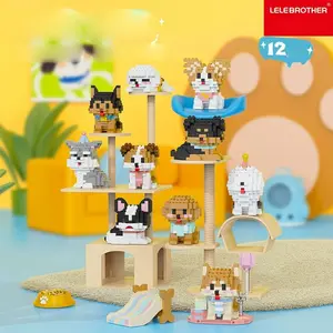 Lele Brothers Cat Dog Series Building Blocks, Bricks, Building Set, Educational Puzzle Toy for Kids, Cartoon Figures, Gift for Children, Ages 3-7