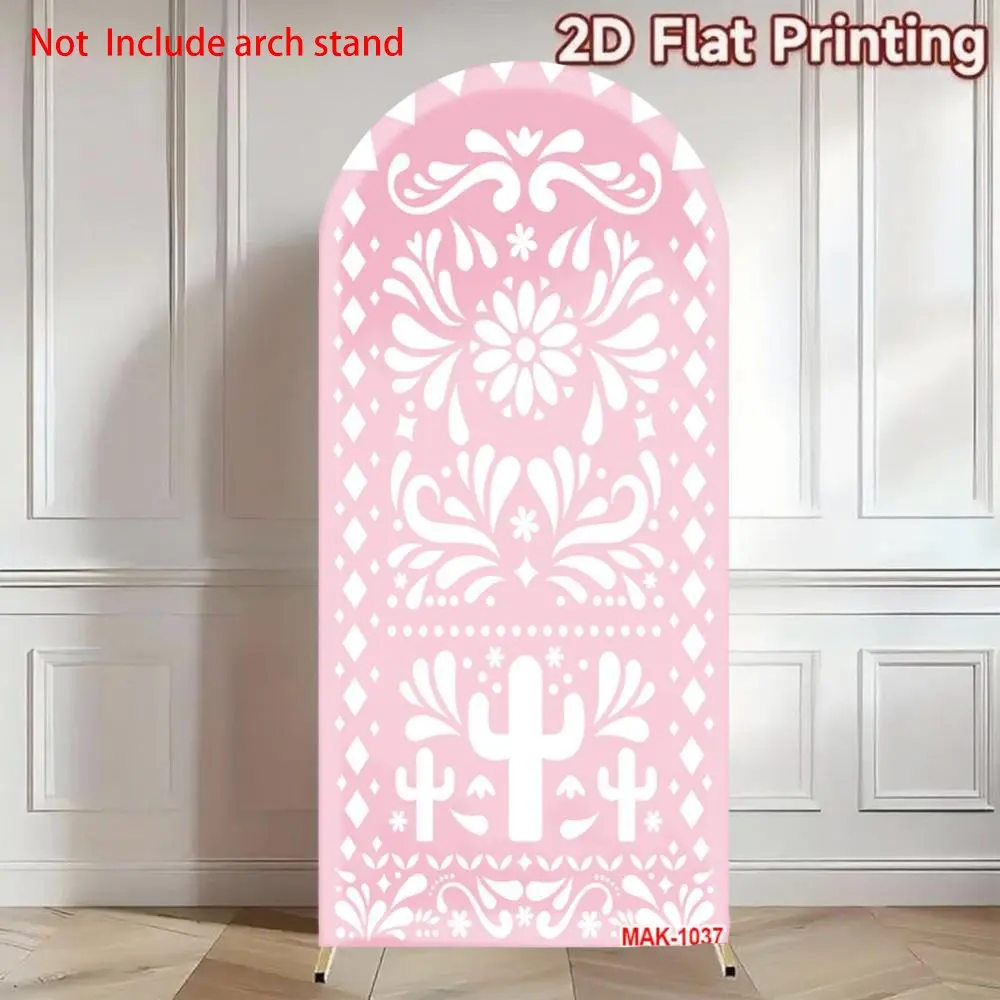 Pink Mexican cactus Cielito Lindo Arch Backdrop Cover for Fiesta Bridal Shower Birthday Party Decor Wedding Arched Backdrop Elastic 2-Sided Fabric Background Party decoration