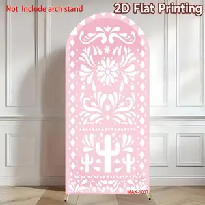 Pink Mexican cactus Cielito Lindo Arch Backdrop Cover for Fiesta Bridal Shower Birthday Party Decor Wedding Arched Backdrop Elastic 2-Sided Fabric Background Party decoration