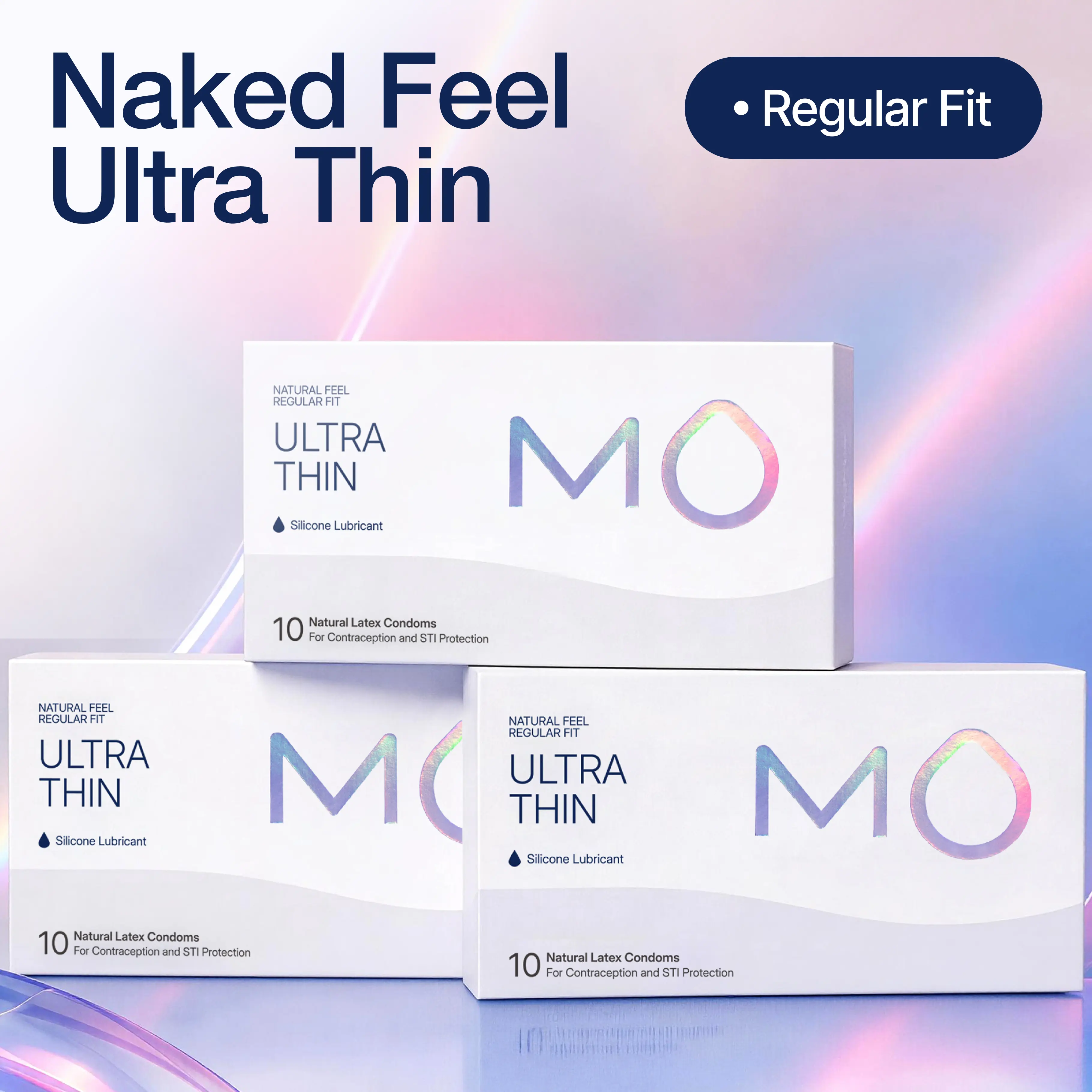 MO Men's Adult Natural Latex Ultra-Thin Condoms - 0.04mm Thickness, 53mm Universal Size, Rich Silicone Lubrication, Regular Fit, pH-Balanced for Sensitive Skin, Soft Natural Skin Feel, Mild Latex Scent, Secure Wear, Discreet Private Shipping