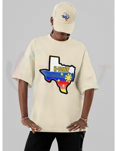 Htown Texas Custom Tshirt Houston Texas Texans Design with Colorful Map Graphic and H-Town Text