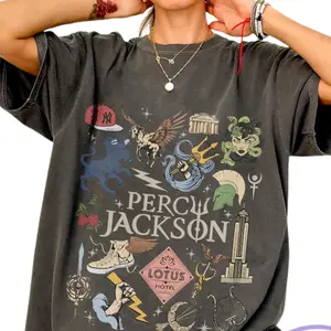 Comfort Colors Percy Jackson Olympians Symbols Shirt, Lotus Hotel Medusa Tee, Camp Half Blood , Greek Mythology Demigods Tee, Bookish Reader Gift