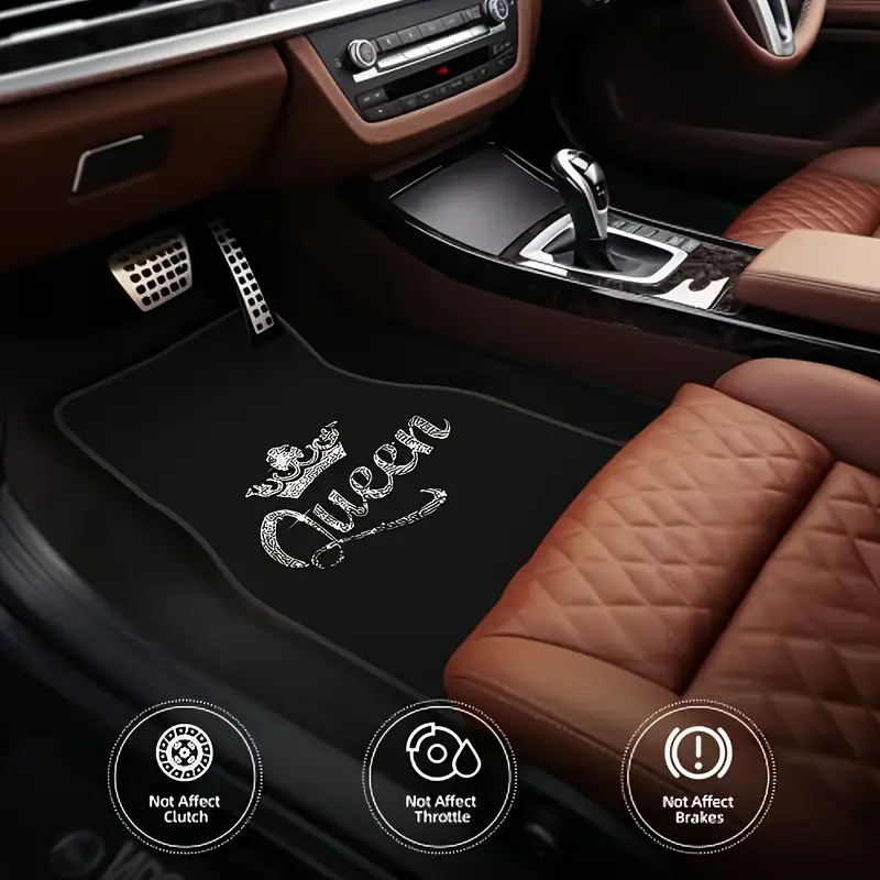 4 pieces of GM floor mat crown pattern design, suitable for all models of front and rear seat protection, fashionable and durable car decoration accessories, all-season interior decoration enhancement