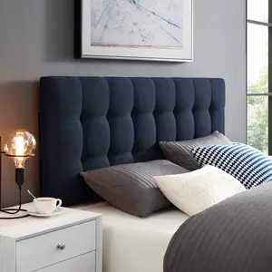 Modway Lily Full Upholstered Fabric Headboard in Navy
