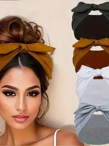 Women’s Wide-Rabbit-Ear Elastic Ribbon Hair Accessory Set, Soft Non-Slip Wide-Brimmed Headband, Knotted Headband for Daily Wear & Gifts