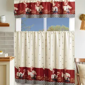 3-PC Kitchen Cafe Curtain Set with Rod Pocket | Features Swag Valance and Tier Panels, Simple Rod Pocket Design for Effortless Hanging