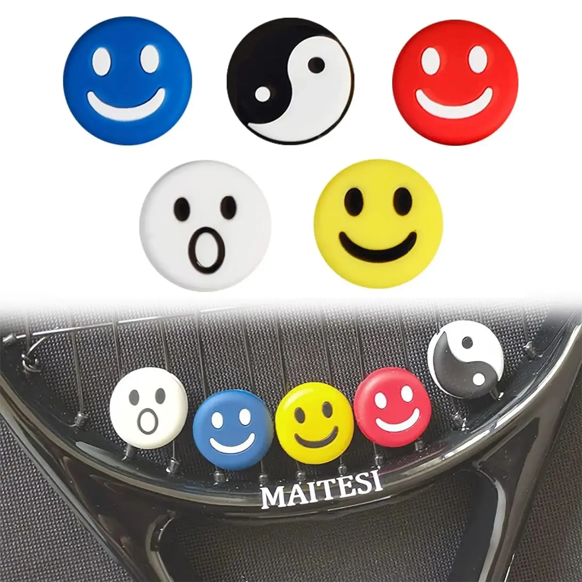 5-Pack Tennis Vibration Dampeners – Assorted Bright Colors, Reduces Shock & String Buzz for Comfortable Play Sport