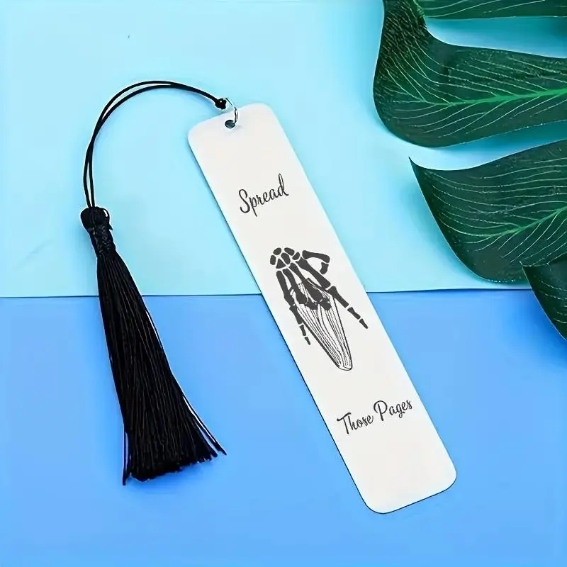 Stainless Steel Bookmark with Tassel, 1 Count Literary Laser Engraved Design Bookmark, Ideal Gift for Readers, Book Club, Birthday Celebrations, Book Accessories
