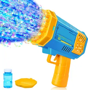 40 Holes Bubble Machine Toy for Ages 3-8 Boys Girls with Solution, Rocket Shape Bubble Gun Toy for Kids Ages 4-8, Gifts, Adults, Party Favors, Summer, Wedding, Easter