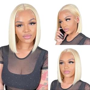 200% Density 13x6 Blonde Straight Bob Wig #613 Cut 13X4 HD Transparent Lace Frontal Short Bob Wigs Human Hair Indian Lace Front Wigs