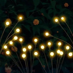 Swaying Solar Firefly Lights with Large Bulbs Outdoor Waterproof,Warm White Starburst Garden Lights, Waterproof Solar Powered Decor for Whimsical Yard, Patio & Pathway Decorative