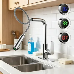 giteo bedding🔥Digital Display Kitchen Faucet, Pull Out Sprayer Kitchen Faucet with Temperature LED Screen, Smart Touch Control, 360° Swivel Spout, Single Handle High Arc Sink Faucet, Stainless Steel Modern Kitchen Tap, Hot & Cold Water, Deck Mounted,