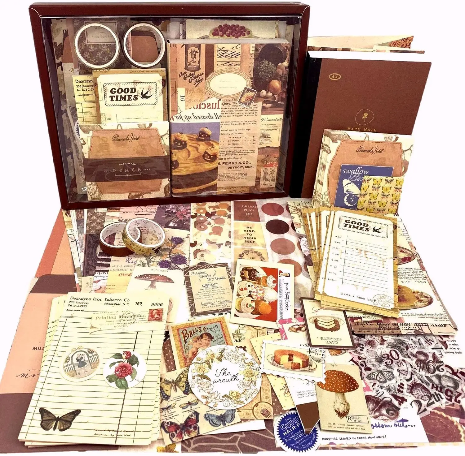 348 count  Scrapbook Kit with A6 Grid Notebook,  Junk Journals, DIY  Aesthetic Journaling Supplies for Teen Girl Women