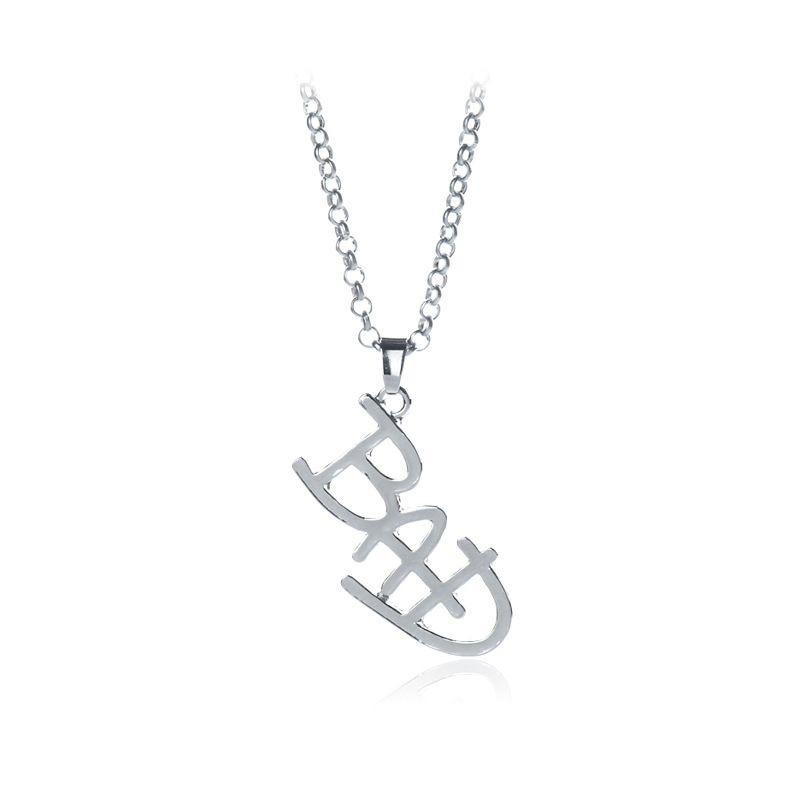 Necklace MJ BAD LOGO Pendant Silver Tone Chain Accessory for Fans Iconic Pendant Tribute to King of Pop
