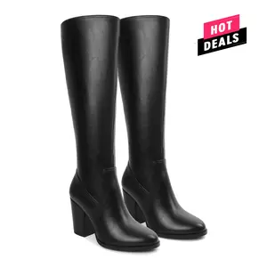 【SummerVibes】Zamikoo Knee High Boots for Women | Round Toe | Side Zipper | 3.5-Inch Chunky Block High Heel Tall Long Gogo Boots | Girl Fashion Footwear | Spring Bota Shoes