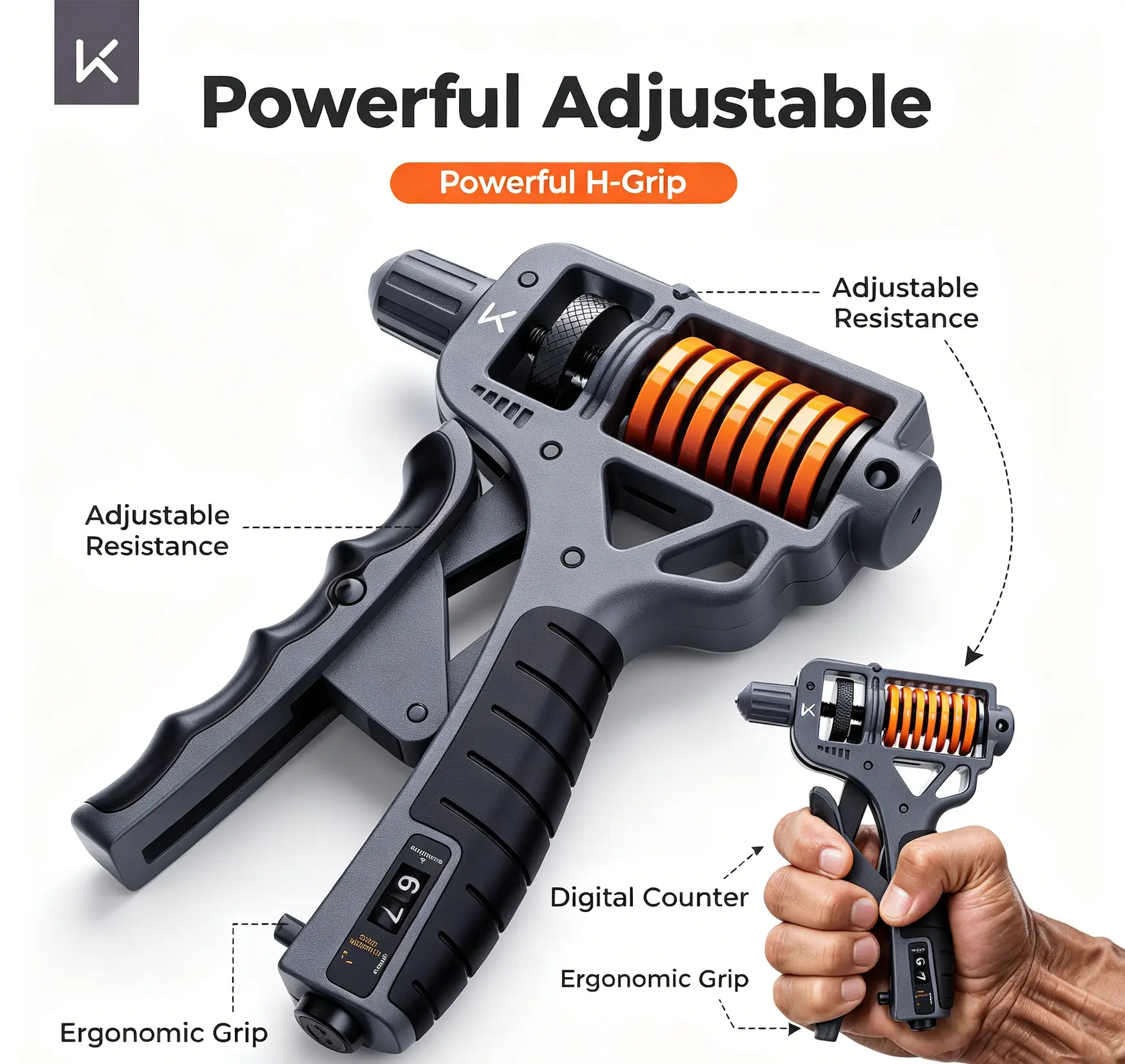 H-Shaped Ergonomic Hand Grip Strengthener - Adjustable 10-660LBS Resistance Strength Training Equipment, Forearm Exerciser for Hand Therapy, Muscle Relaxation #outdoorfun