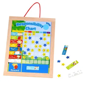 TOYSTER'S Wooden Responsibility Chart for Kids – Magnetic Chore Chart with Reward System – Montessori Behavior Chart for Home & Classroom