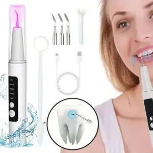 Oral care, rechargeable plaque/tartar remover, 5-mode teeth cleaning kit with LED light dental scraper, oral care, suitable for adults and teenagers, pets
