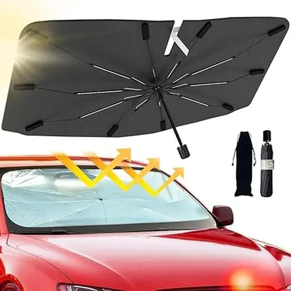 2026 Windshield Sun Shade Umbrella, Foldable Car Sunshade, 99% UV Block | Car Front Window Shield(Heat Insulation Protection) for Auto Windshield Covers Blackout Trucks Cars(Large)