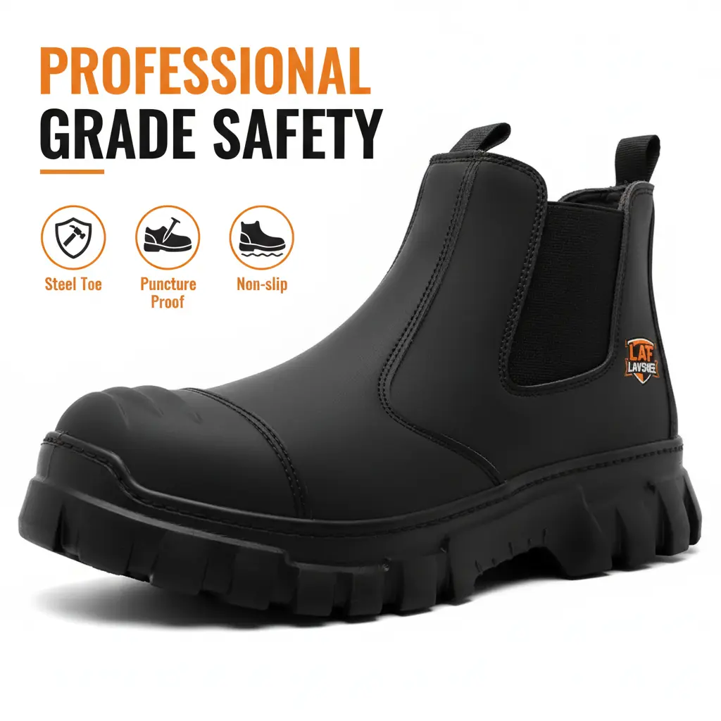 Lightweight Brown Industrial Shoes, Steel Toe Safety Sneakers, Anti Slip Tread, Splash Proof Upper and Anti Puncture Plate for Gardening, Yard Work and Landscaping
