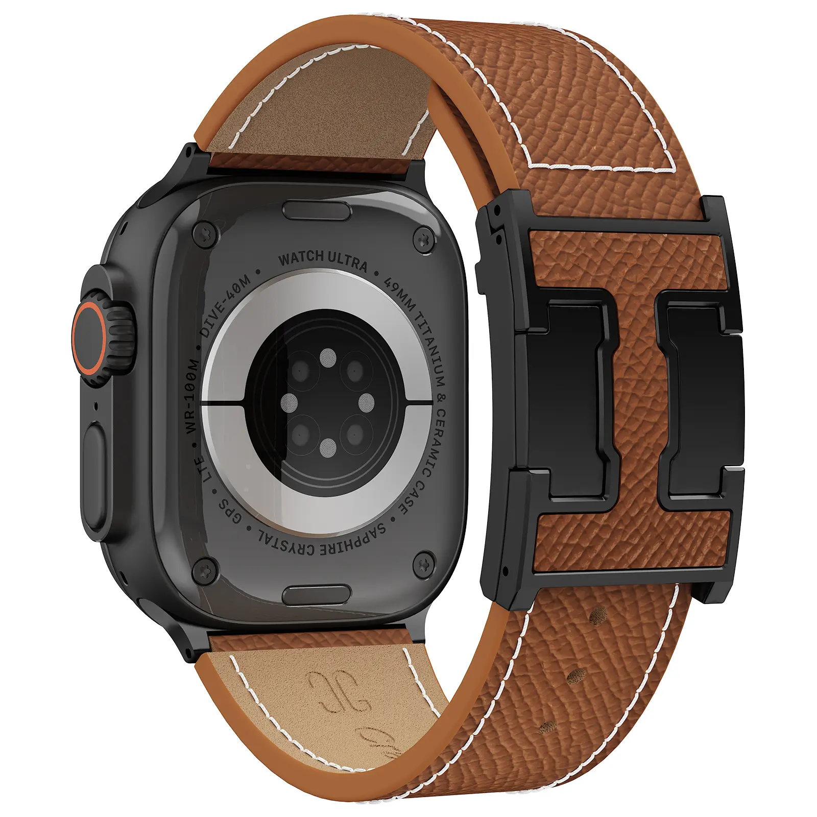 CRAZYGRASS Men's Executive Magnetic Leather Watch Band, Palmar Crease Texture Rugged Strap Suitable for Apple Watch Series 44mm 45mm 46mm 49mm Adjustable Watch Strap, Premium Elevated Accessory for Men [WATCH NOT INCLUDED] Timeless Design Universal Fit