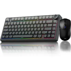 Keyboard and  Combo, F75 Pro Mechanical Keyboards,75% Gasket Hot Swappable Custom Keyboard+SC580  Gaming  Black