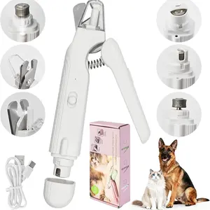 2-In-1 LED Cat Dog Nail Clipper & Grinder, Rechargeable Pet Nail Trimmer with Light, Protective Guard, Quick Sensor, for Small Pets Paw Trimmer, Kitten Nail Clipper, Puppy Nail Clippers
