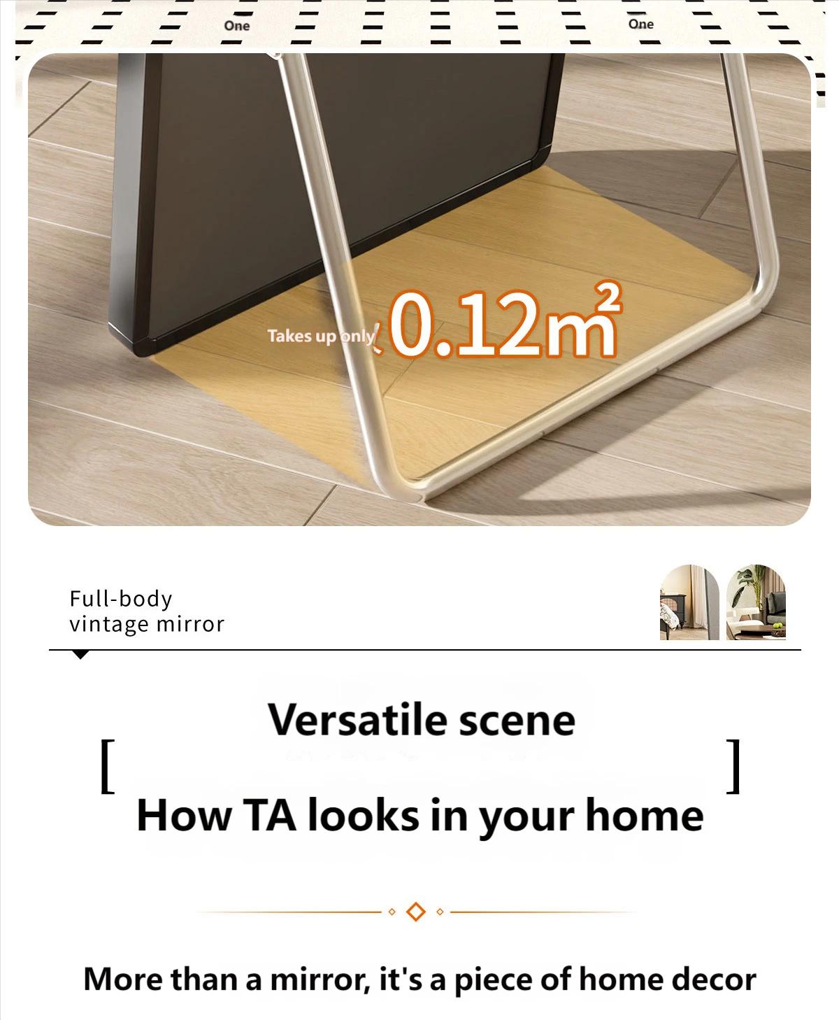 Arched full-length mirror with bracket, full-length mirror, full-length mirror, floor standing mirror, home wall mounted mirror, simple dormitory, bedroom, hotel and bathroom, large mirror, living room and dressing room, wardrobe, hanging mirror for use