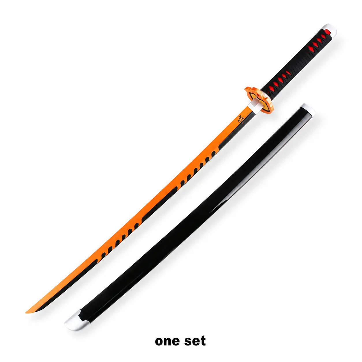 1‑Piece 1:1 High‑Fidelity Decorative Prop Set, Orange Jagged Decor Rod, Red‑Black Cord‑Wrapped Handle, Flame‑Shaped Decor Baffle, Safe Ornament for Convention Photoshoots & Home Display, Unisex, Ages 12+