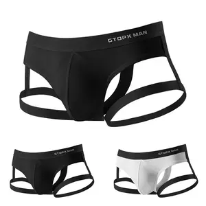Men's Sexy Jock Strap Personalized Thong Underwear Ice Silk Strap Men U Convex Bag Fun Brief Underwear Outfits Funny Brief For Play