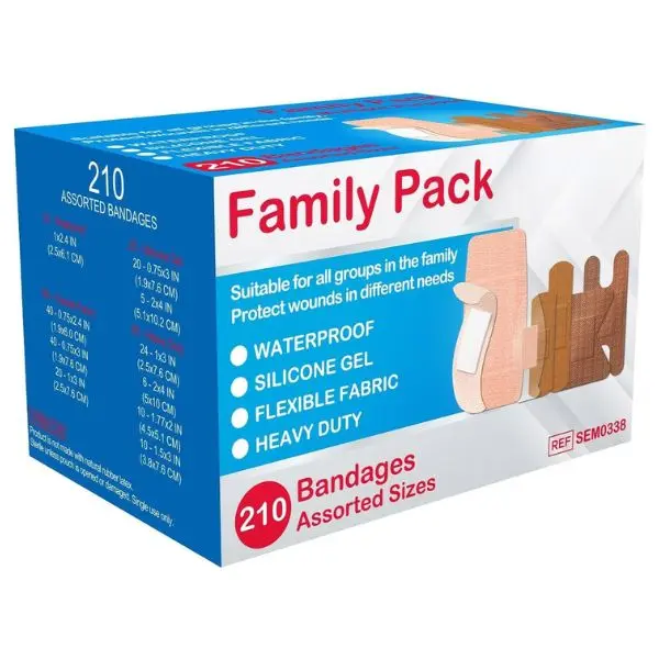 210 PCS Adhesive Bandages Variety Pack – Flexible Fabric, Heavy Duty, Waterproof, Silicone, Hypoallergenic, Latex-Free for Sensitive Skin, First Aid & Wound Care