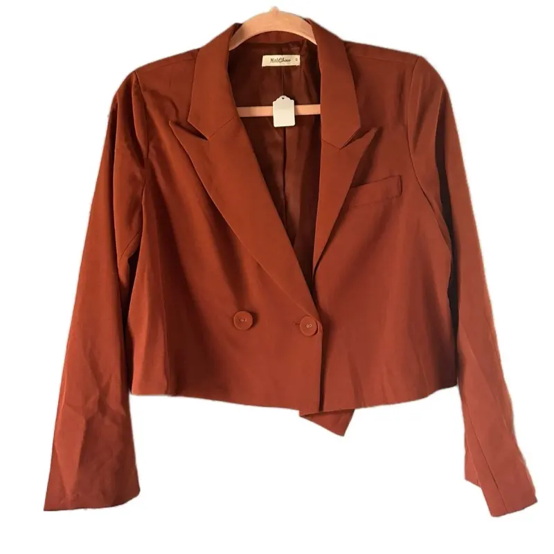 Mint Choco Orange/Red Two Button Blazer - Stylish Cropped Design